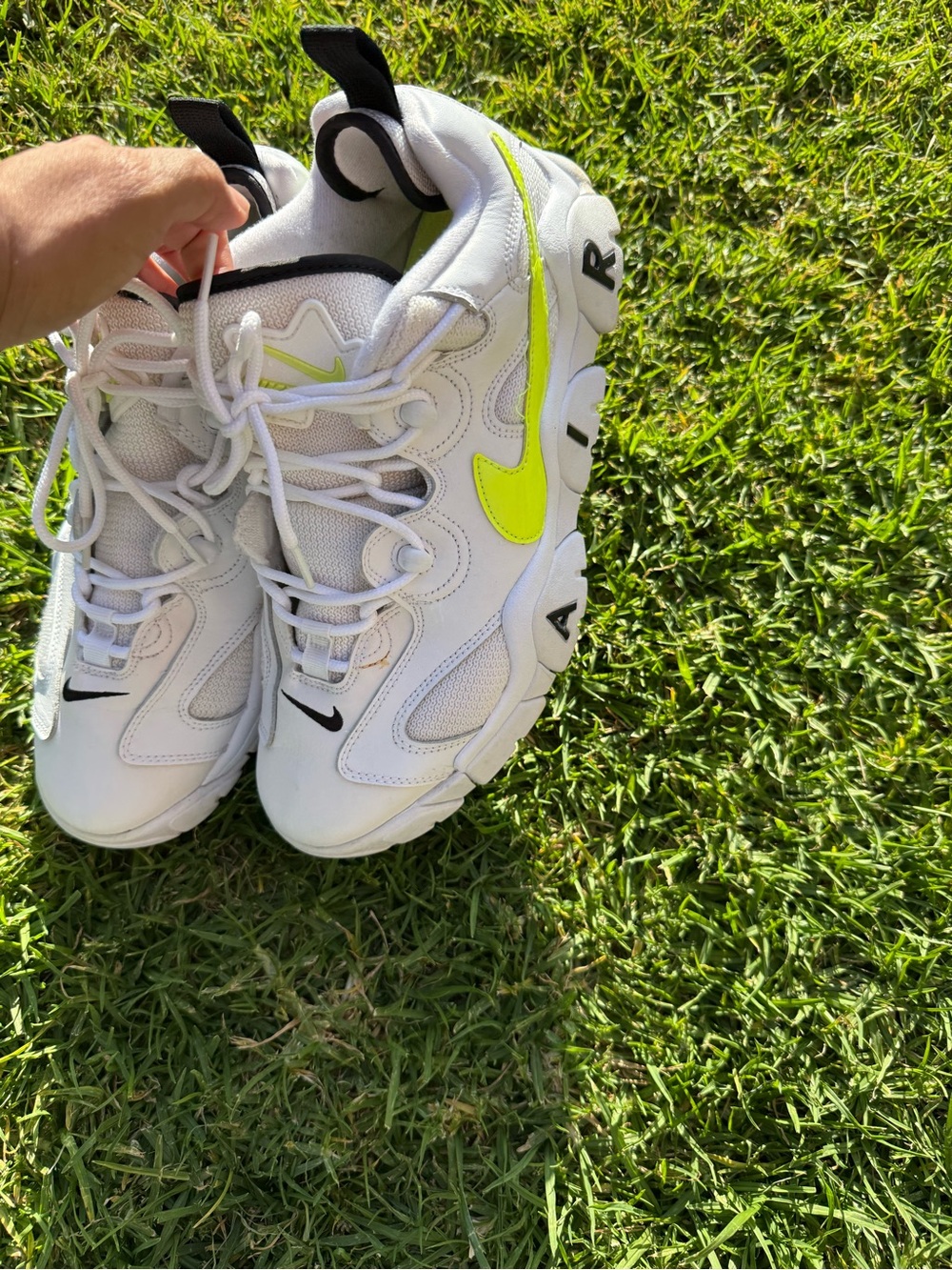 Nike White Sneakers with Neon Green Insole and Black Trim - Picture 6 of 15